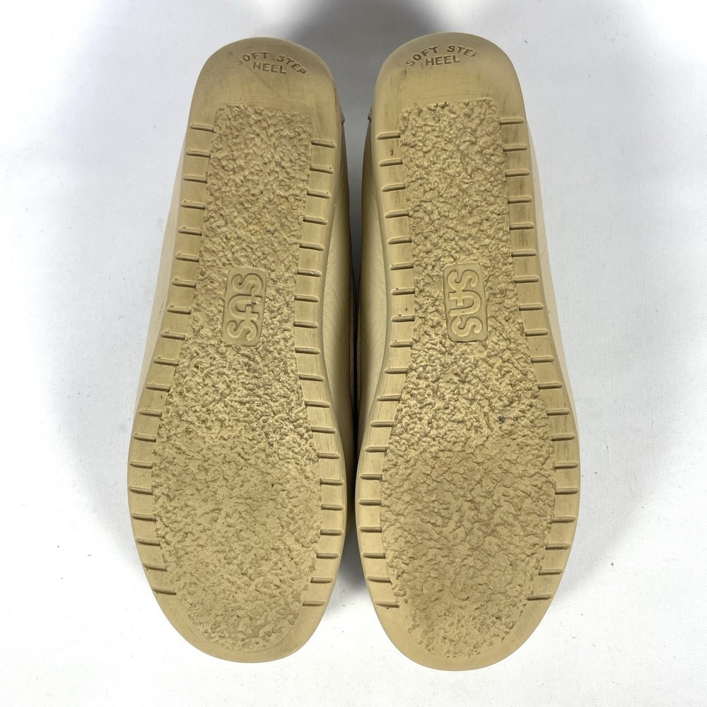 Vintage SAS Kiltie Fringe Loafers Womens 8M Cream Leather Comfort Moccasins - Picture 8 of 9